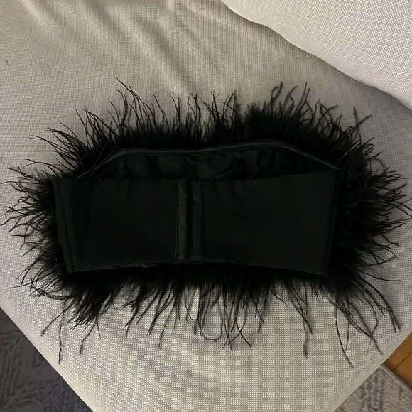 Nasty gal feather cropped bandeau corset top black - Picture 4 of 5